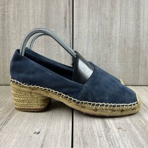Tory Burch Eleanor Espadrille Navy Suede Slip On Block Heel Shoe Women’s Size 7